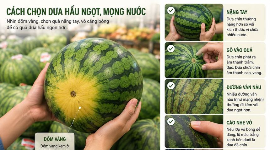 Mẹo chọn dưa hấu ngọt, mọng nước