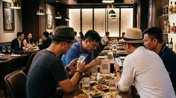 Bốn khách nhậu bỏ đi vì nhà hàng dùng mã QR gọi menu
