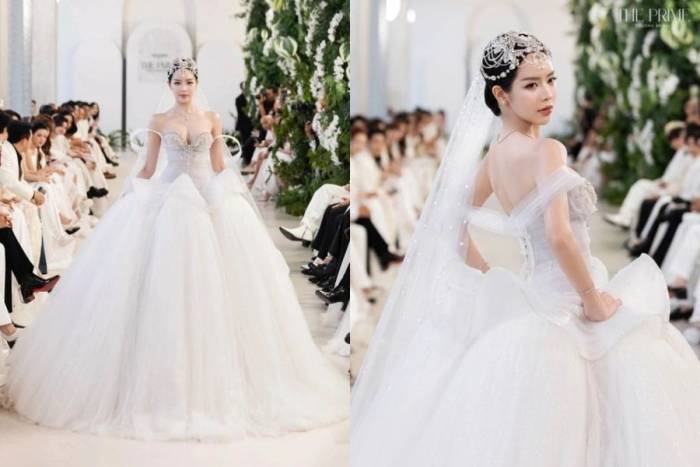 Thanh Thủy hóa cô dâu trên sàn diễn.