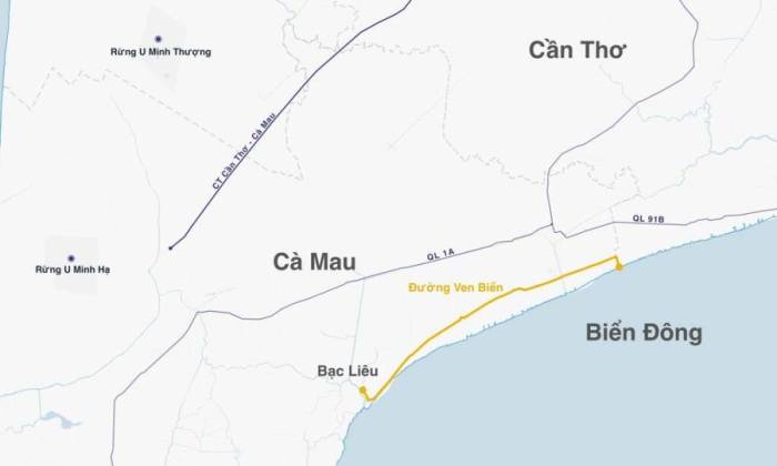 Hường tuyến đường ven biển. Đồ họa: Hoàng Thanh