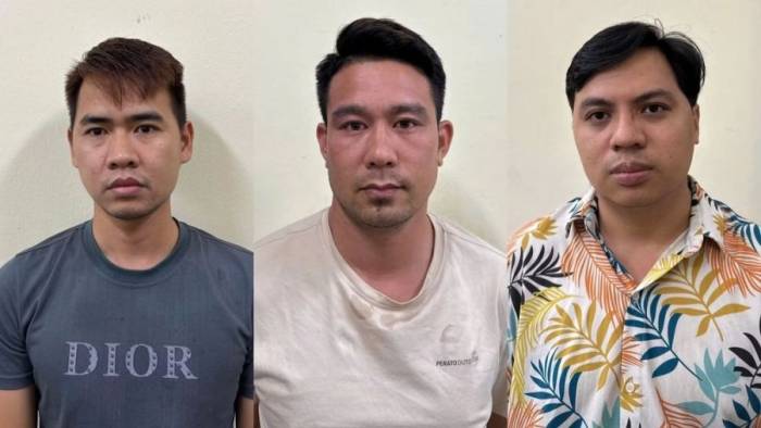 Nhóm tạo lập game lậu Nguyễn Văn Hưng, Nguyễn Văn Phúc và Phan Quang Huỳnh. Ảnh: Công an cung cấp