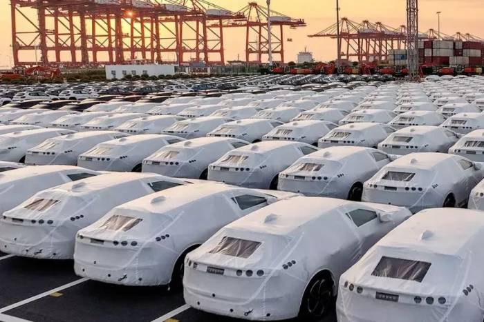 Các xe Trung Quốc ngoài cảng chuẩn bị xuất khẩu. Ảnh: Zeekr