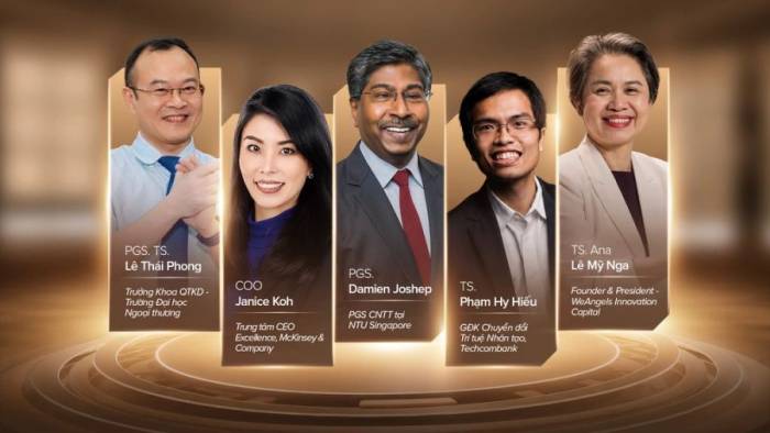 Hội đồng giám khảo tham dự chung kết The NextX 2026. Ảnh: Techcombank
