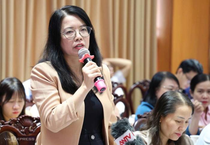 Bà Nguyễn Thị Ánh Hoa phát biểu tại hội nghị. Ảnh: An Phương