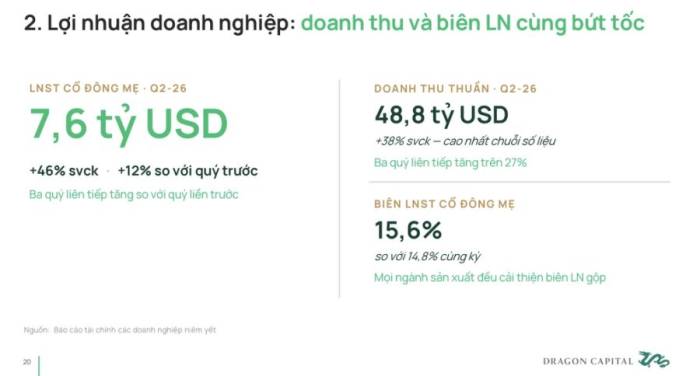 Phân tích về kết quả lợi nhuận các doanh nghiệp niêm yết. Nguồn: Dragon Capital