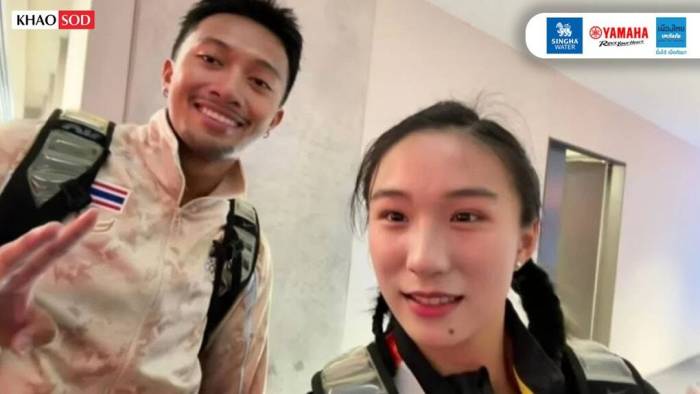 Puripol xuất hiện cùng Chen trong một video tại ASIAD 2026. Ảnh: Khaosod