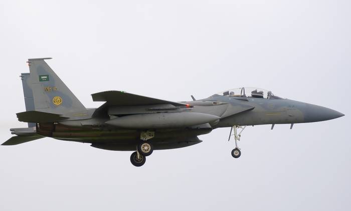 Tiêm kích F-15SA Arab Saudi bay tại Tây Ban Nha hồi năm 2022. Ảnh: Airliners