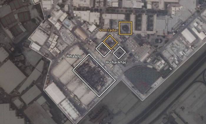 Thiệt hại tại trụ sở Hạm đội 5 Mỹ ở Bahrain trong ảnh chụp hôm 1/3. Ảnh: Planet Labs