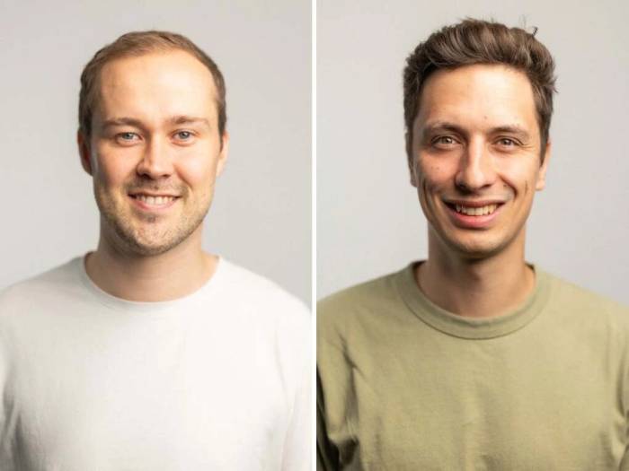 David Hoeller và Nikita Rudin, hai nhà sáng lập startup Flexion Robotics. Ảnh: Flexion Robotics