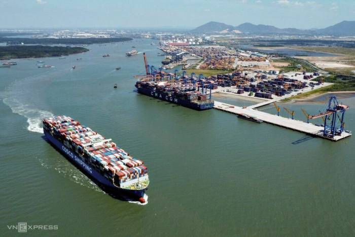 Cụm cảng Cái Mép - Thị Vải nhìn từ phía hạ lưu, tháng 8/2025. Ảnh: Trường Hà