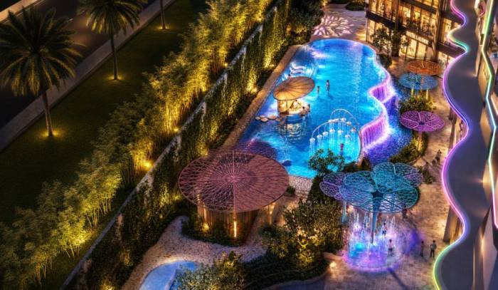 Không gian Alora Nha Trang khi lên đèn với những trải nghiệm ẩm thực, vui chơi, giải trí. Ảnh: KDI Group