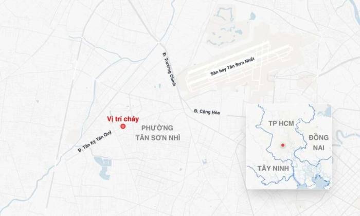 Vị trí khách sạn xảy ra cháy. Ảnh: Hoàng Thanh