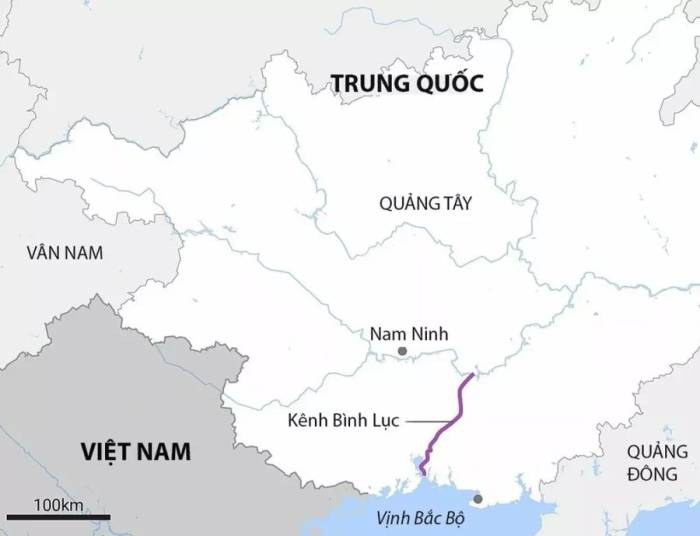 Vị trí kênh đào Bình Lục. Đồ họa: SCMP