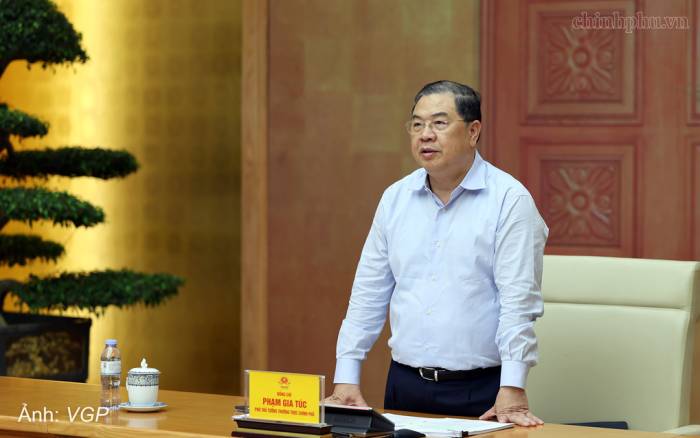 Phó thủ tướng Thường trực Phạm Gia Túc phát biểu tại cuộc họp, ngày 25/9. Ảnh: VGP