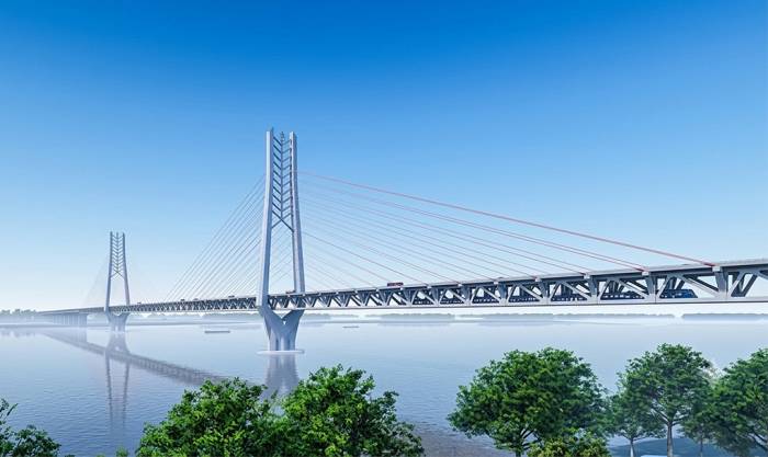 Phối cảnh cầu Cần Thơ 2 vượt sông Hậu. Ảnh: Ban quản lý dự án Mỹ Thuận