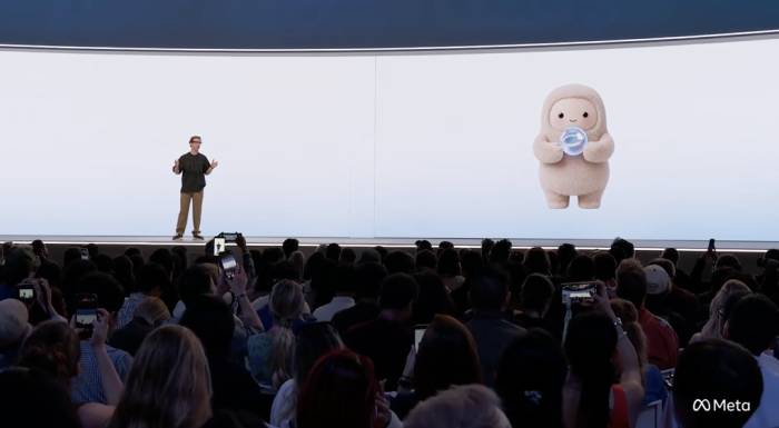 CEO Meta Mark Zuckerberg và linh vật Muse tại sự kiện Meta Connect 2026 ngày 23/9 ở Menlo Park, California. Ảnh: Meta