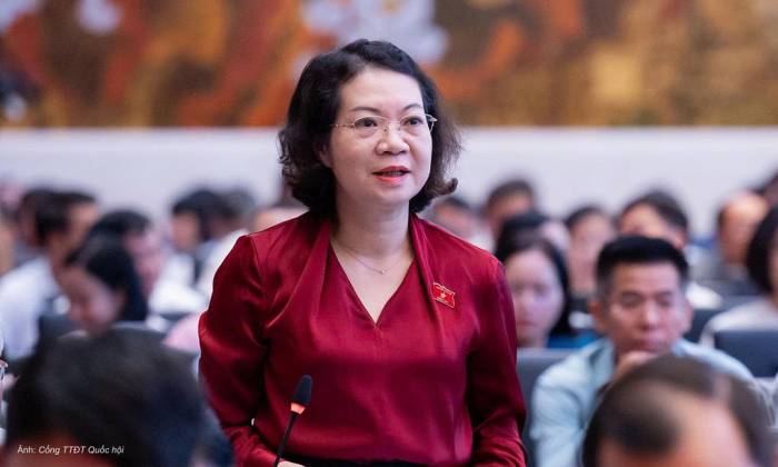Phó chủ nhiệm Uỷ ban Pháp luật và Tư pháp Mai Thị Phương Hoa phát biểu tại hội nghị sáng 29/9. Ảnh: Cổng TTĐT Quốc hội