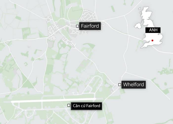 Vị trí căn cứ Fairford tại Anh. Đồ họa: Sky News