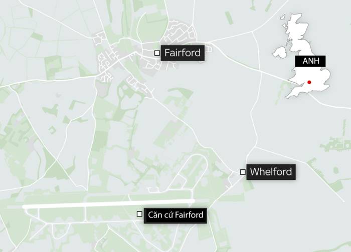 Vị trí căn cứ Fairford. Đồ họa: Sky News