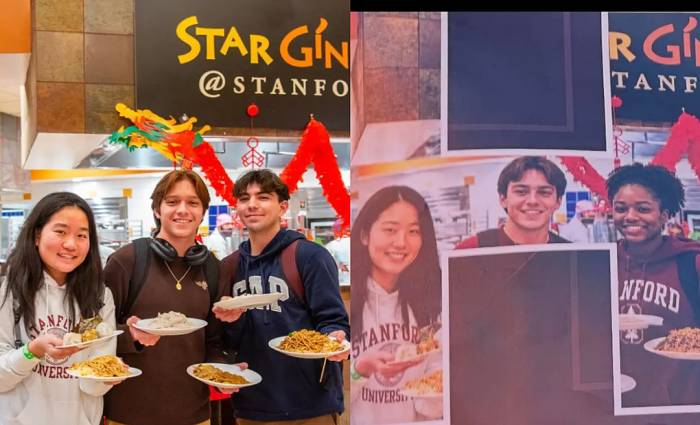 Ảnh gốc chụp Ramirez và bạn (trái) so với ảnh đã qua AI chỉnh sửa. Ảnh: Instagram Stanford Dining, The Stanford Review