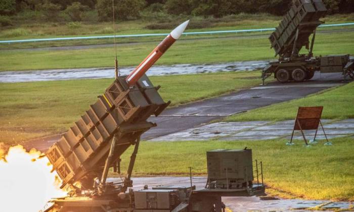 Bệ phóng Patriot khai khỏa trong diễn tập của lực lượng phòng vệ Đài Loan tháng 7/2020. Ảnh: AFP
