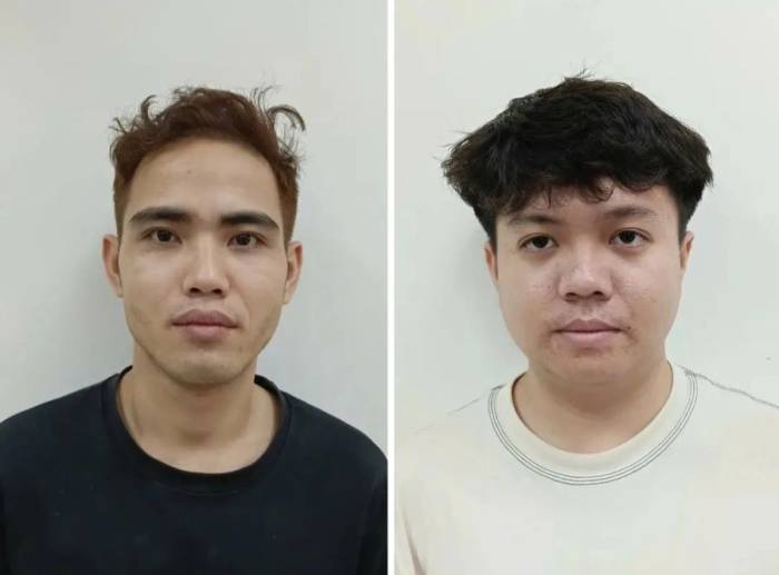 Bảo và Kiên khi bị bắt. Ảnh: Công an Hải Phòng