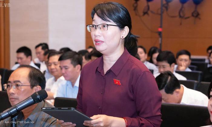Phó chủ tịch UBND TP HCM Trần Thị Diệu Thúy phát biểu tại hội nghị chiều 29/9. Ảnh: Cổng TTĐT Quốc hội