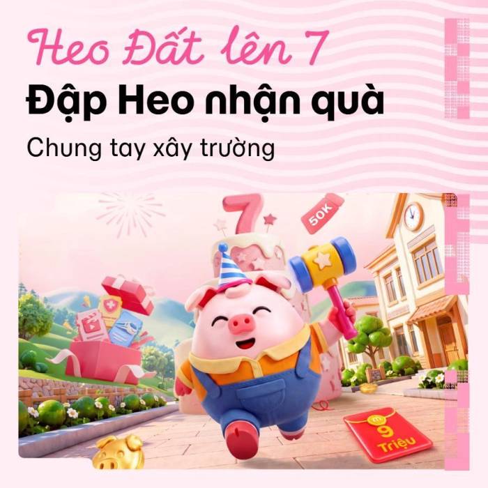 Người dùng có thể truy cập tính năng Heo Đất trên ứng dụng MoMo và tham gia game Đập heo nhận quà - Chung tay xây trường.