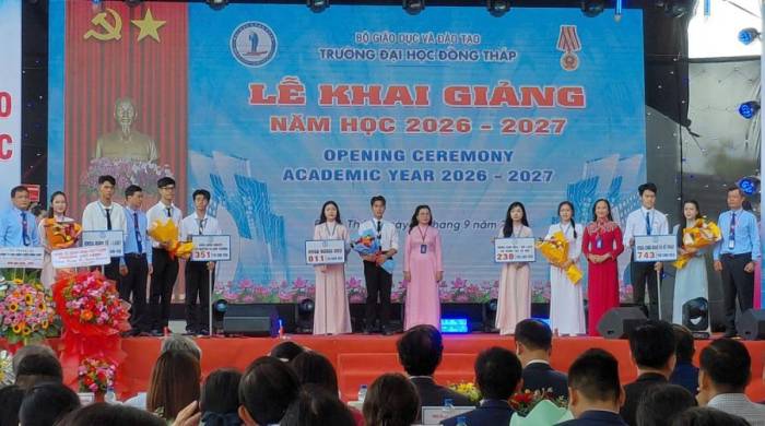 Lễ khai giảng tại Trường Đại học Đồng Tháp năm học 2026. Ảnh: Ngọc Tài