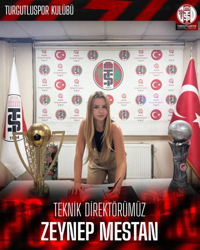 Turgutluspor đăng ảnh AI lên Instagram thông báo về việc bổ nhiệm Zeynep Mestan làm HLV trưởng đội nam.