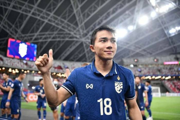 Tiền vệ Thái Lan Chanathip Songkrasin sau trận hòa Việt Nam 0-0 ở lượt về bán kết AFF Cup 2021 trên sân quốc gia Singapore ngày 26/12/2021. Ảnh: ThailandNT