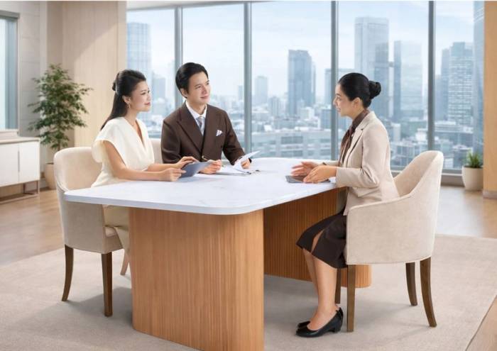Chuyên viên Techcombank tư vấn các giải pháp quản lý tài chính cho khách hàng. Ảnh: Techcombank
