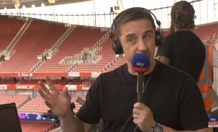 Gary Neville bình luận sau trận Man Utd hòa Everton tại Ngoại hạng Anh trên sân Hill Dickinson, Liverpool, Anh, ngày 6/9/2026. Ảnh: chụp màn hình