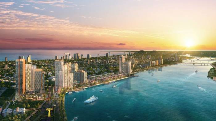 Tháp thương mại dịch vụ Symphony 5 (thuộc quần thể Sun Symphony Residence) ven sông Hàn. Ảnh: Sun Property