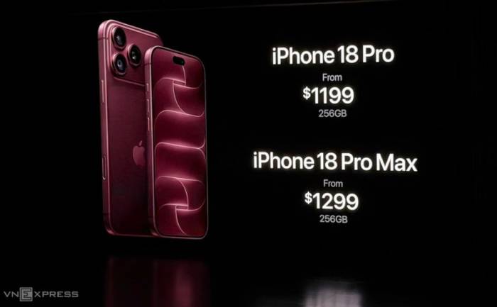 GIá của bộ đôi iPhone 18 Pro. Ảnh: Tuấn Hưng