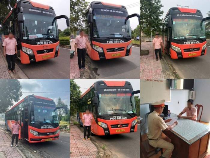 5 tài xế và phương tiện vi phạm. Ảnh: CSGT Lâm Đồng
