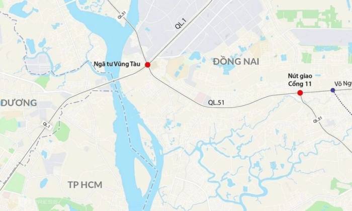 Vị trí nút giao Cổng 11 - nơi xảy ra tai nạn. Đồ họa: Đăng Hiếu