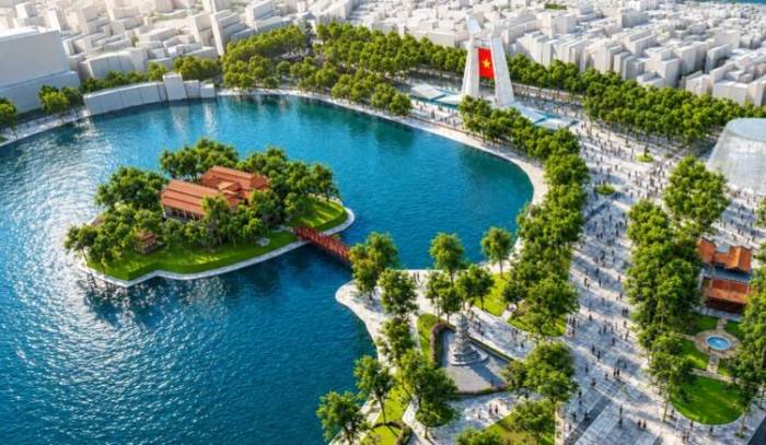 Công trình biểu tượng Khải Hoàn Môn ở khu vực quảng trường Đông Kinh Nghĩa Thục đang có nhiều ý kiến khác nhau.