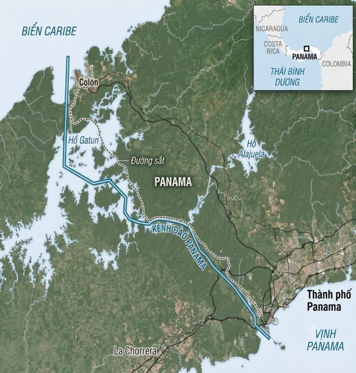 Vị trí kênh đào Panama. Đồ họa: WSJ