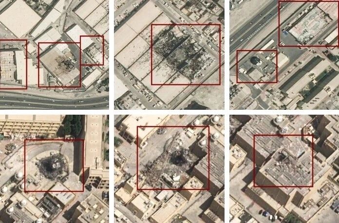 Thiệt hại ở căn cứ NSA Bahrain trong ảnh vệ tinh công bố hồi tháng 6. Ảnh: Airbus, WSJ