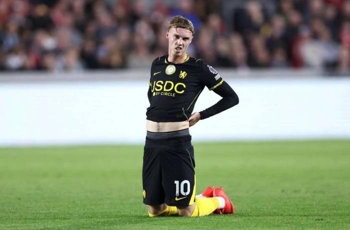 Coler Palmer phản ứng trong trận Chelsea thua Brentford 0-3 ở vòng năm Ngoại hạng Anh trên sân Gtech Community, London, Anh ngày 18/9/2026. Ảnh: Reuters
