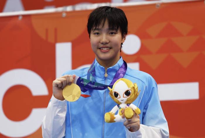 Zidi Yu giành HC vàng nội dung 400m hỗn hợp cá nhân nữ ASIAD 2026 tại Trung tâm Thể thao dưới nước Tokyo, Koto, Tokyo, Nhật Bản ngày 23/9/2026. Ảnh: Reuters