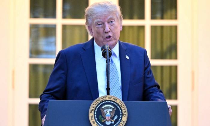 Tổng thống Donald Trump phát biểu trong bữa tối tại Vườn Hồng, Nhà Trắng, hôm 17/9. Ảnh: AFP