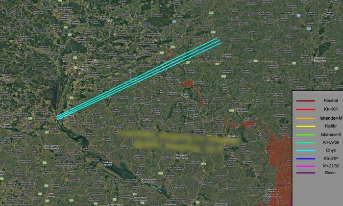 Đường bay của tên lửa Nga trong vụ tập kích ngày 29/9. Đồ họa: X/AMK Mapping