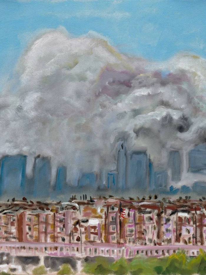 Những cột khói bốc lên trên đường chân trời New York sau khi hai tòa tháp WTC bị máy bay đâm trúng. Ảnh: Instagram/George W. Bush