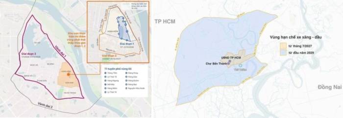 Vùng phát thải thấp tại Hà Nội và TP HCM. Ảnh: Tâm Thảo - Hoàng Thanh