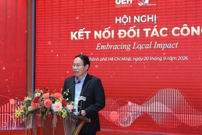 Phó Thủ tướng Lê Tiến Châu phát biểu tại sự kiện. Ảnh: UEH