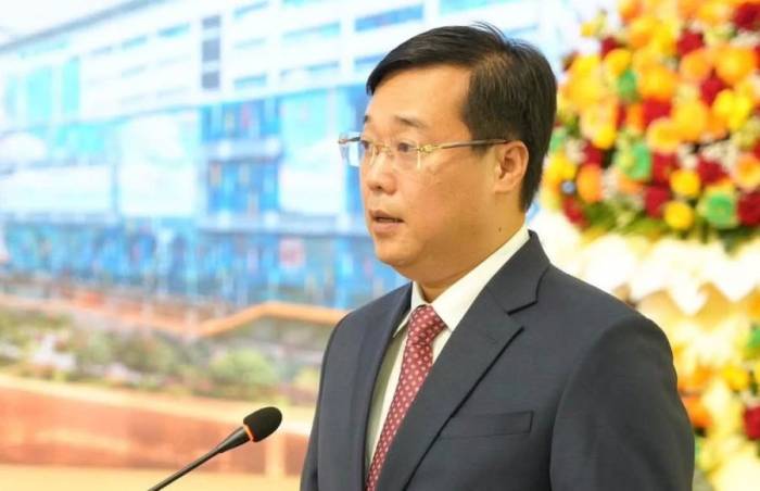 Phó bí thư thường trực Thành ủy TP HCM Lê Quốc Phong tại lễ kỷ niệm 70 năm thành lập và đón nhận danh hiệu Anh hùng Lao động lần 2 của Bệnh viện Nhi đồng 1 ngày 9/9. Ảnh: Bệnh viện cung cấp