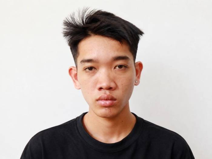 Nguyễn Chí Hải tại cơ quan điều tra. Ảnh: Dương Đông