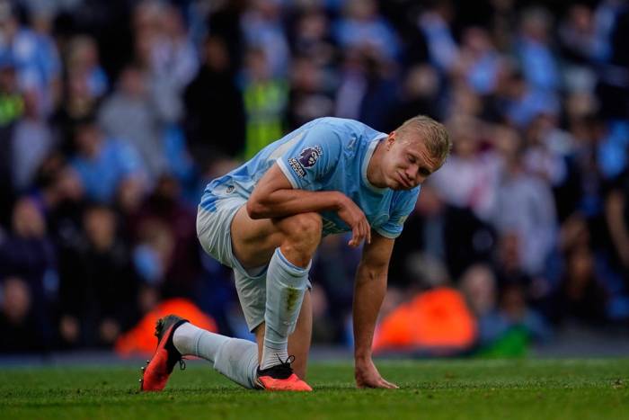 Erling Haaland phản ứng trong trận Man City gặp Sunderland tại Ngoại hạng Anh trên sân Etihad, Manchester, Anh, ngày 20/9/2026. Ảnh: AP
